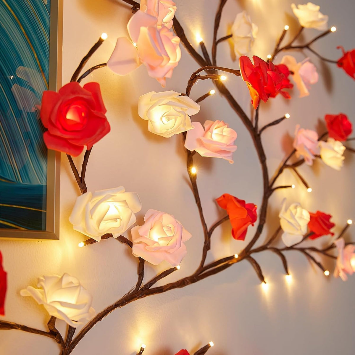 USB Powered LED Flower Vine String Lights with Remote Control