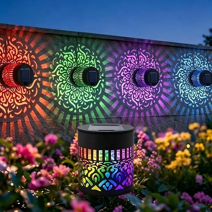 Solar Mandala Wall Light Outdoor 7-Color Changing Projection Lamp (1 PC)