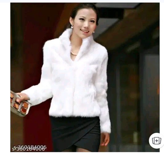 Stylish White Faux Fur Jacket – Perfect for Elegant Occasions