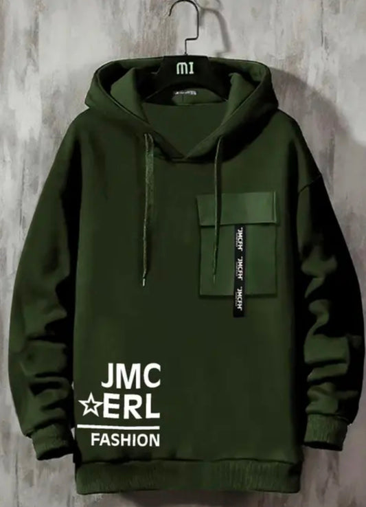 Trendy Olive Green Hoodie with Pocket Design | JMC ERL Fashion