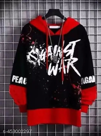 Premium Black & Red Graphic Hoodie – Bold 'Against War' Streetwear Design