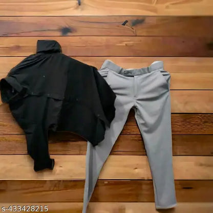 Men's Classic Green Shirt and Black Pants Set