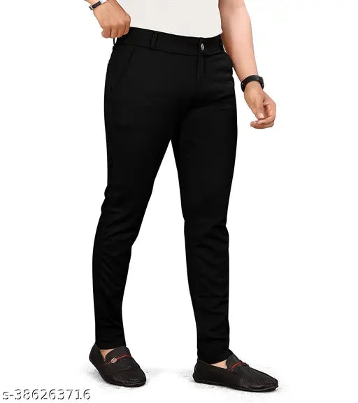 Slim-Fit Black Formal Pants for Men